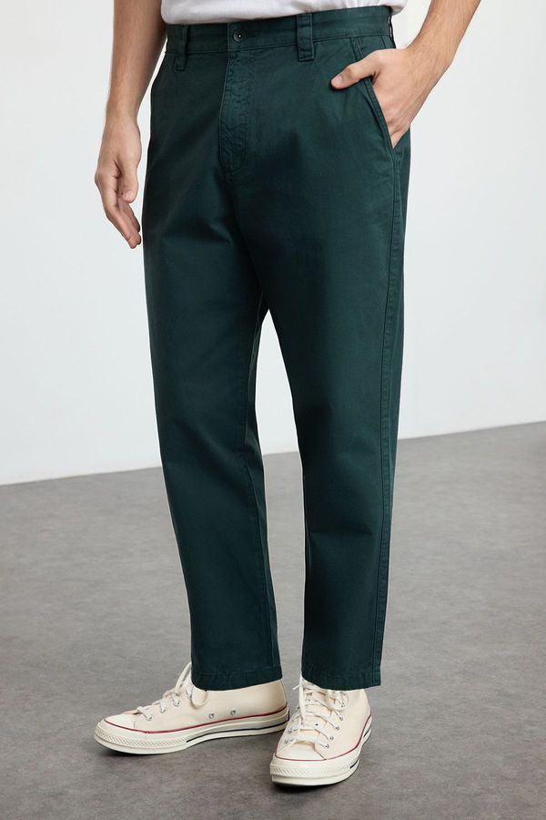 Trendyol Trendyol Green Balloon Fit Cotton Gabardine Woven Trousers