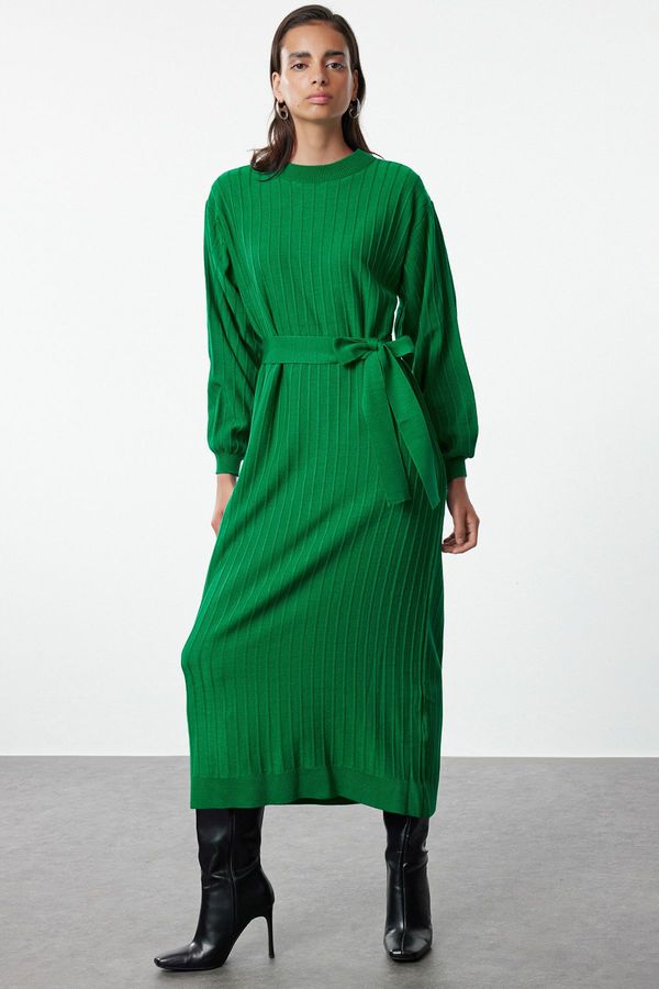 Trendyol Trendyol Green Belted Knitwear Dress