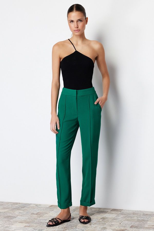 Trendyol Trendyol Green Cigarette Ribbed Woven Trousers