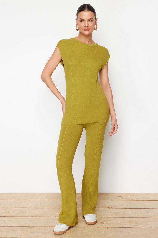 Trendyol Trendyol Green Cotton Thin Blouse Trousers Knitwear Bottom-Top Set