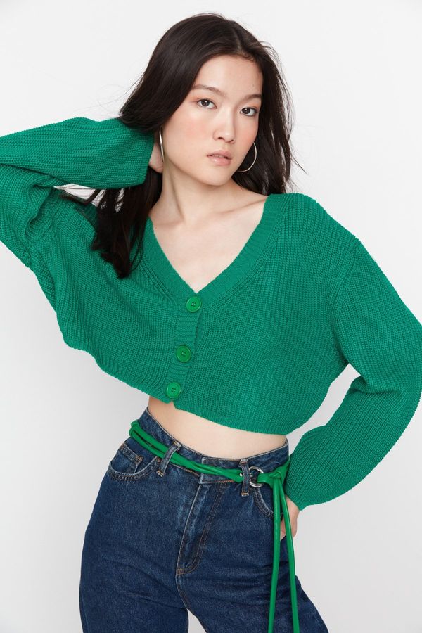 Trendyol Trendyol Green Crop Sweater Cardigan