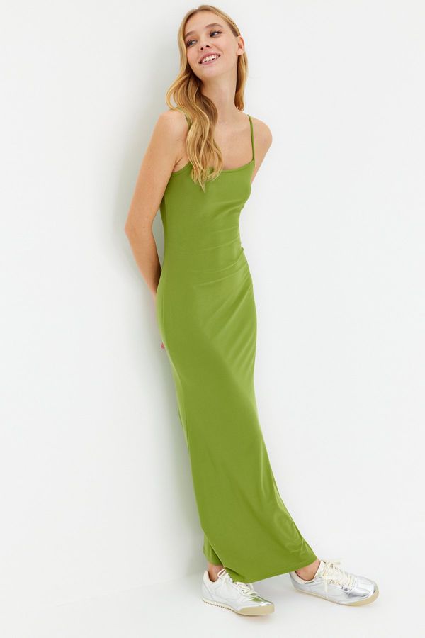 Trendyol Trendyol Green Fitted/Simple Strappy Stretch Knitted Maxi Dress