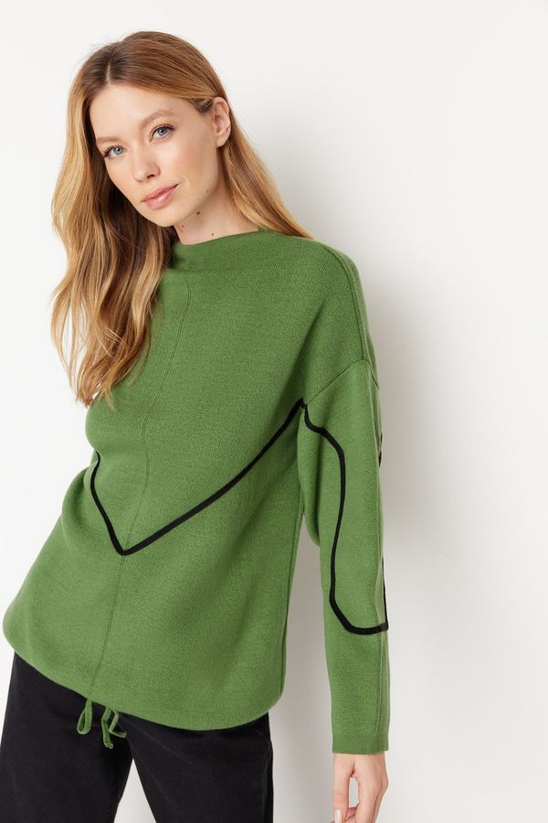 Trendyol Trendyol Green Line Piping Detailed Knitwear Sweater