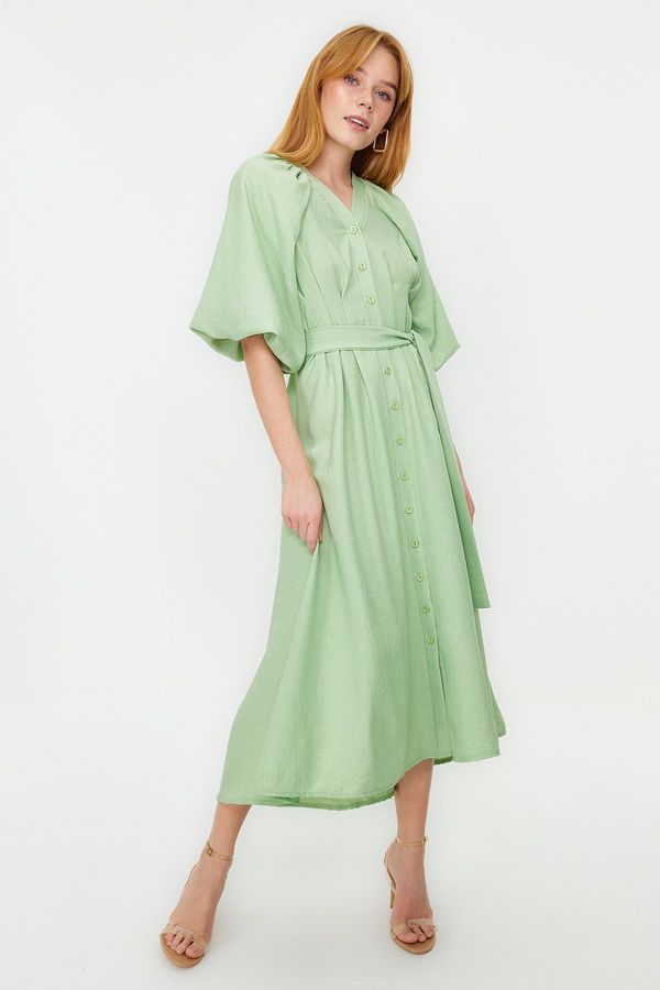 Trendyol Trendyol Green Linen Woven Dress