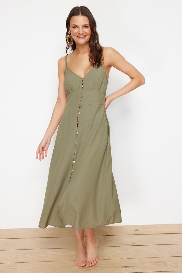 Trendyol Trendyol Green Midi Woven Beach Dress