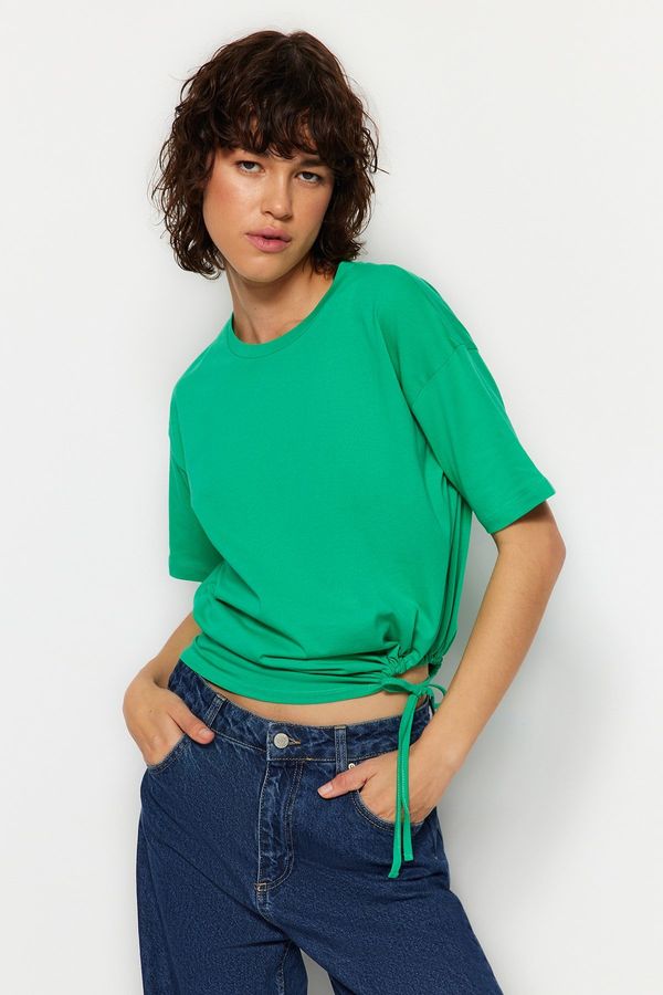 Trendyol Trendyol Green More Sustainable 100% Organic Cotton Knitted T-Shirt with Binding Detail