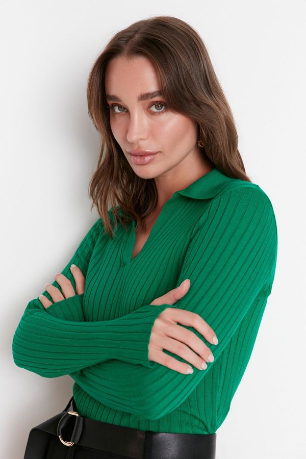 Trendyol Trendyol Green Polo Collar Knitwear Sweater