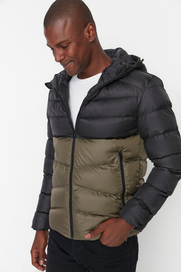Trendyol Trendyol Green Regular Fit Color Blocked Windproof Puffer Winter Jacket