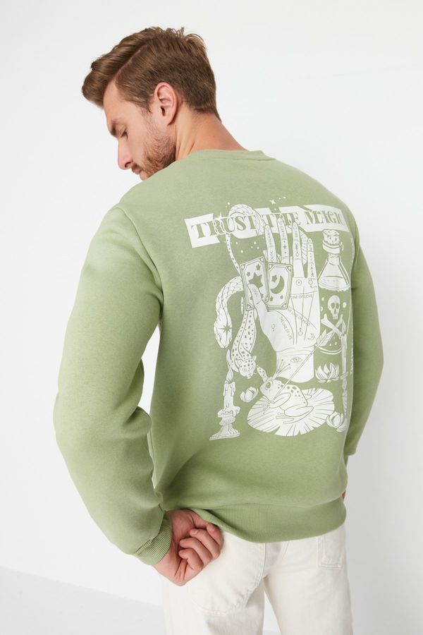 Trendyol Trendyol Green Regular/Normal Cut Mystic Printed Sweatshirt