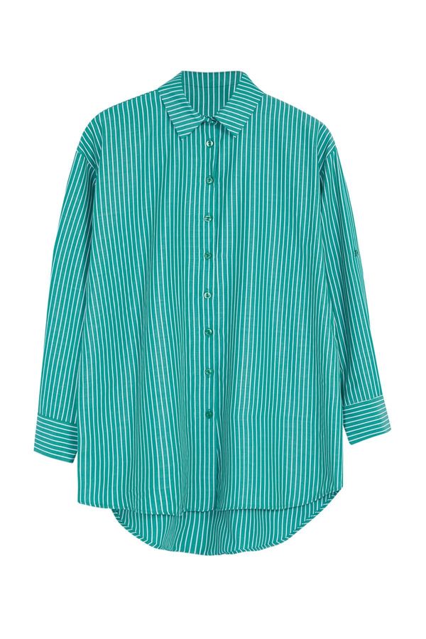 Trendyol Trendyol Green Striped Woven Shirt
