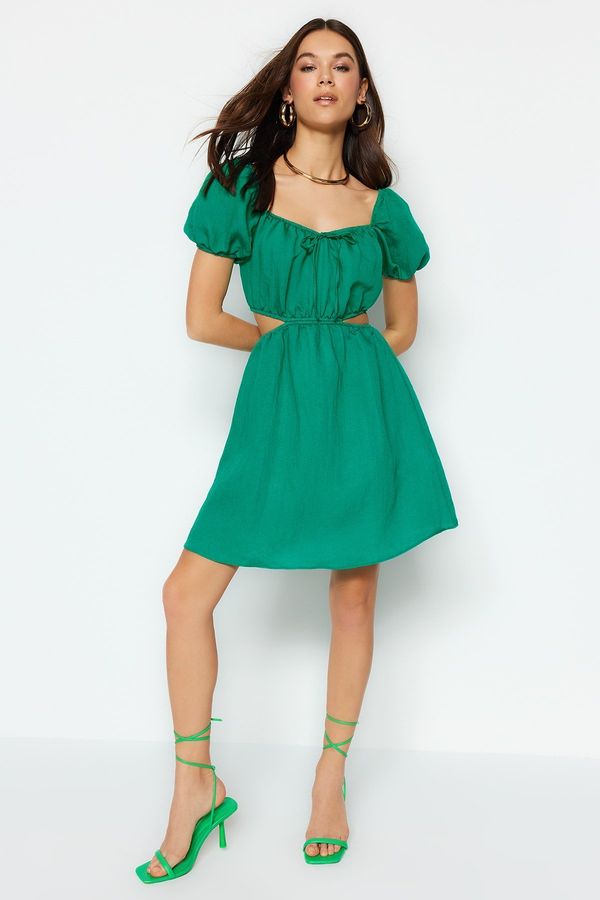 Trendyol Trendyol Green Waist Mini Cut Out/Window Detailed Woven Dress