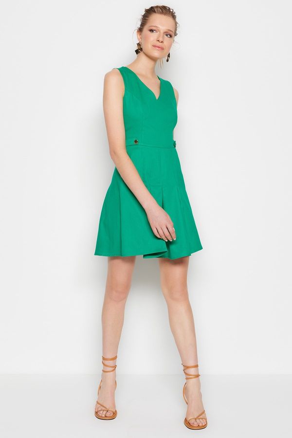 Trendyol Trendyol Green Waist Mini Woven Dress with Pleat Detail