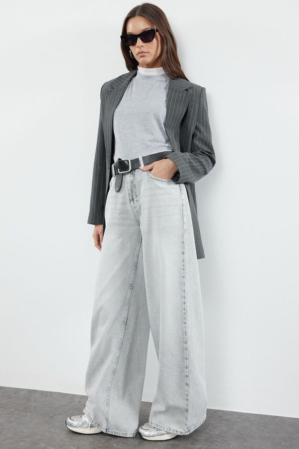 Trendyol Trendyol Grey High Waist Extra Wide Leg Palazzo Jeans