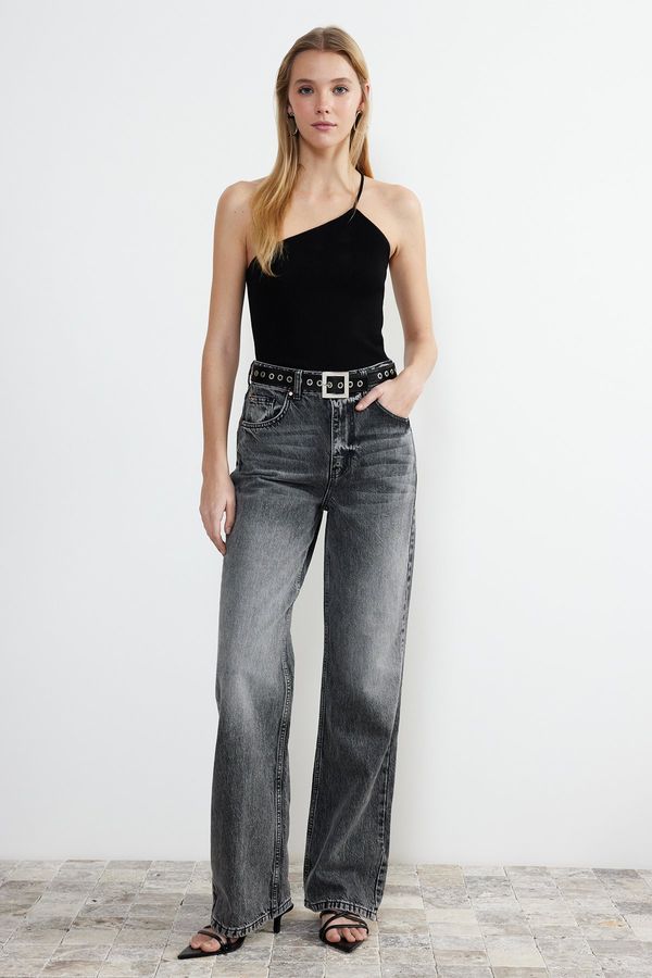 Trendyol Trendyol Grey More Sustainable High Waist Wide Leg Jeans