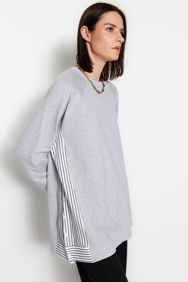 Trendyol Trendyol Grey Oversize Woven Piece Knitted Tunic