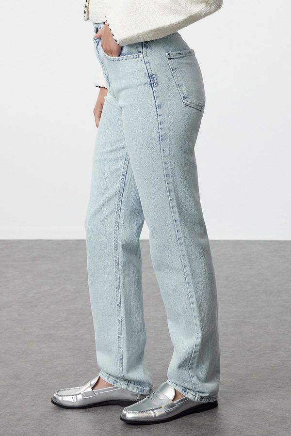 Trendyol Trendyol Ice Blue High Waist Straight Jeans