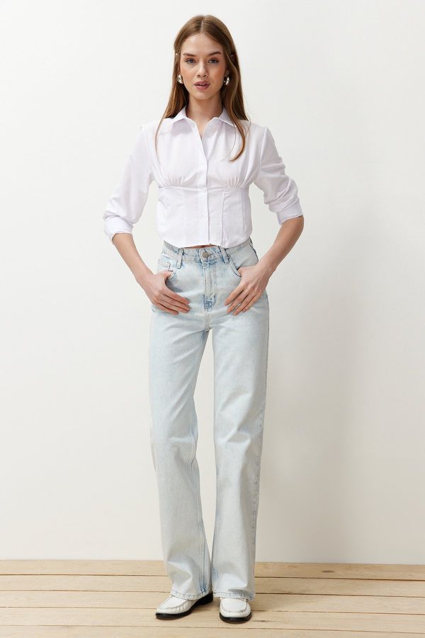 Trendyol Trendyol Ice Blue High Waist Wide Leg Jeans