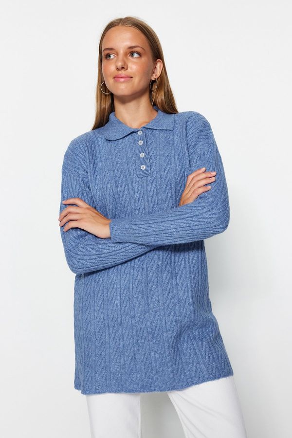 Trendyol Trendyol Indigo Braided Knitwear Sweater