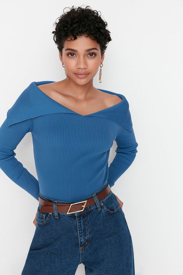 Trendyol Trendyol Indigo Carmen Collar Knitwear Sweater