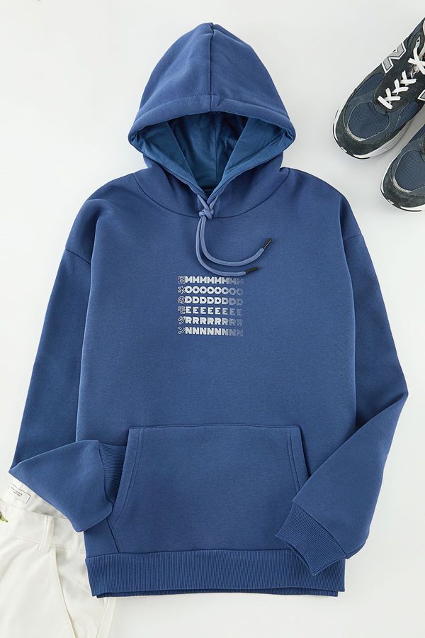 Trendyol Trendyol Indigo Oversize/Wide Cut Fleece Inside/Warm Sweatshirt