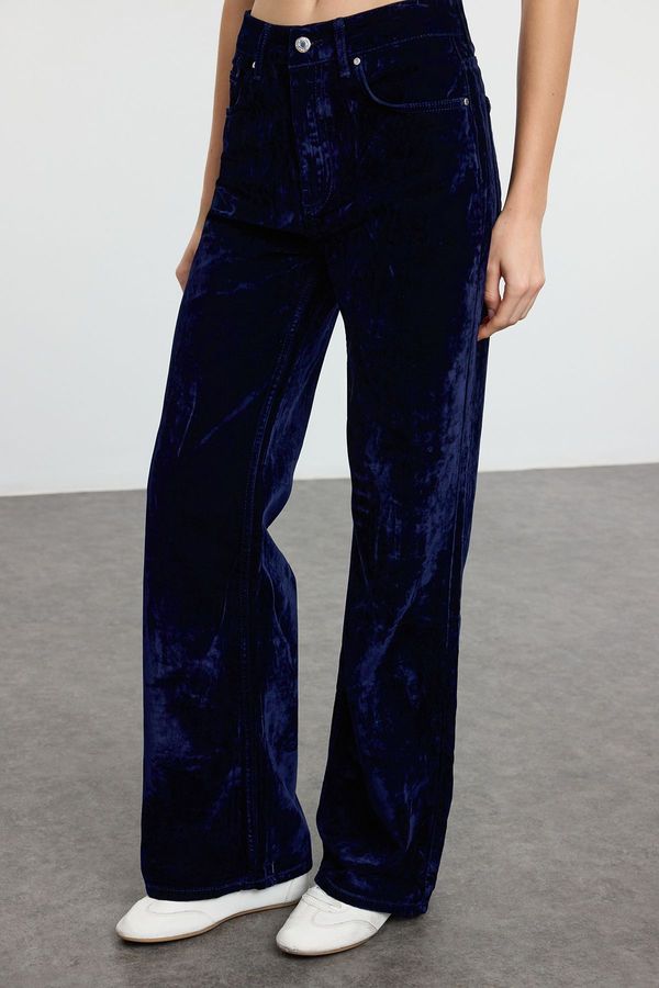 Trendyol Trendyol Indigo Suede Look High Waist Wide Leg Jeans