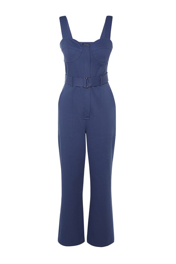 Trendyol Trendyol Indigo Tie Detailed Woven Jumpsuit