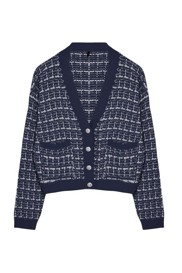 Trendyol Trendyol Indigo Tweed Look Knitwear Cardigan