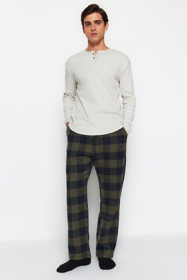 Trendyol Trendyol Khaki Comfort Fit Plaid Woven Pajama Bottoms