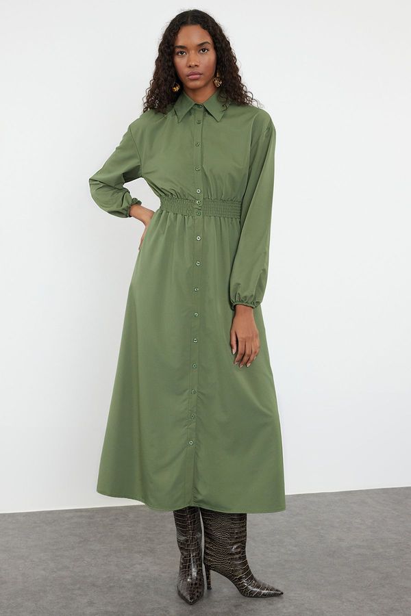 Trendyol Trendyol Khaki Elastic Waist Woven Dress