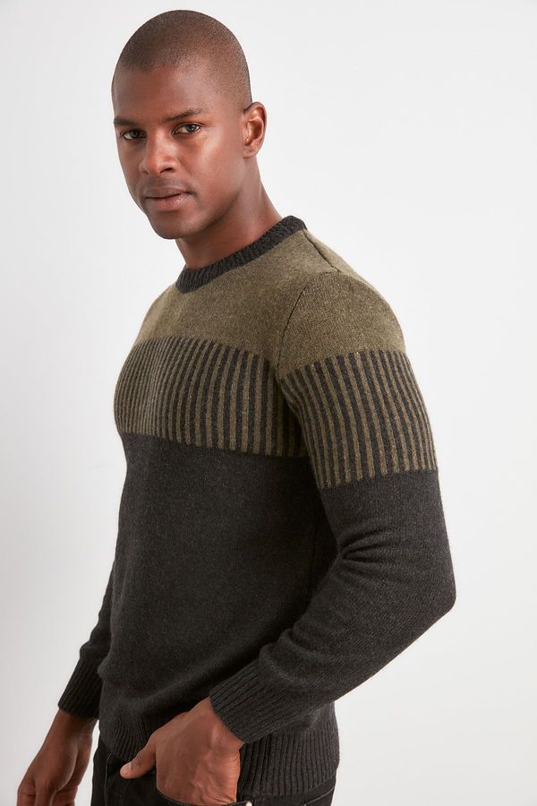 Trendyol Trendyol Khaki Men's Bicycle Collar Textured Sweater