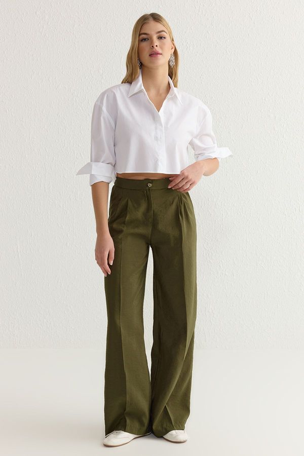 Trendyol Trendyol Khaki Modal Soft Touch Wide Leg Trousers
