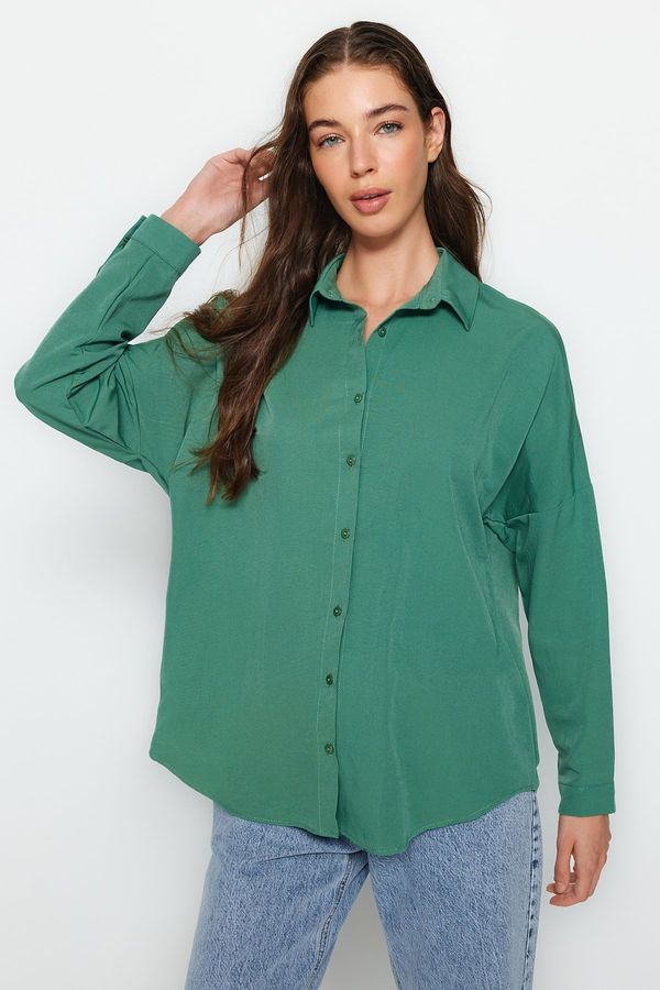Trendyol Trendyol Khaki Oversize/Wide Fit Woven Shirt