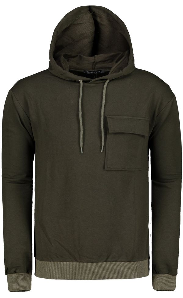 Trendyol Trendyol Khaki Regular Fit Hooded Pocket Detail Cotton Sweatshirt