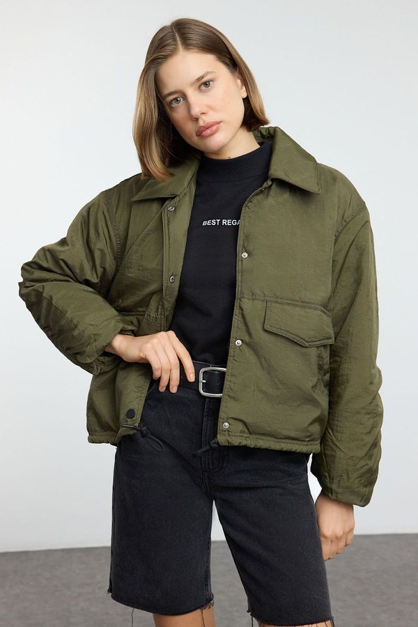 Trendyol Trendyol Khaki Regular Fit Water Repellent Elastic Waist Detail Thin Jacket Coat