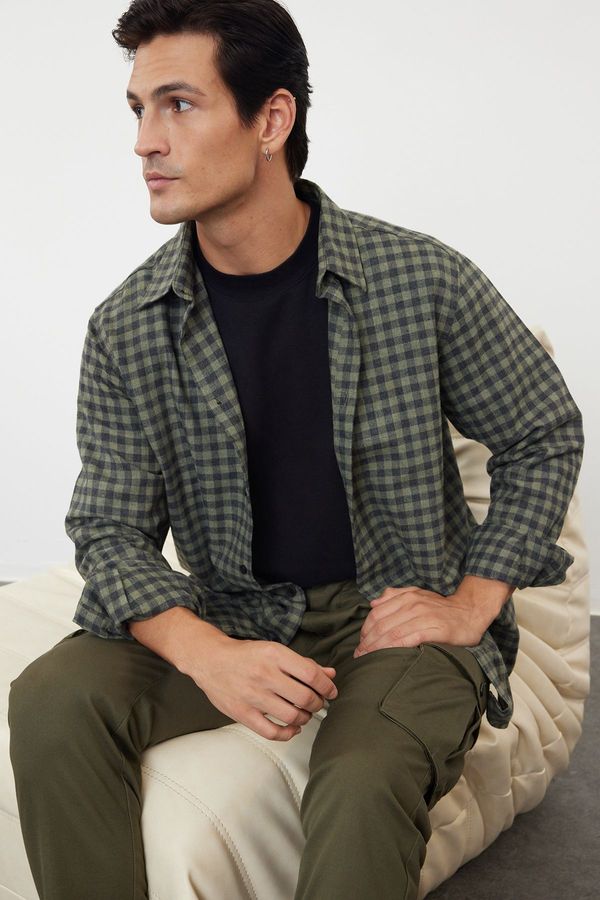 Trendyol Trendyol Khaki Regular Fit Winter Checkered Plaid Lumberjack Shirt