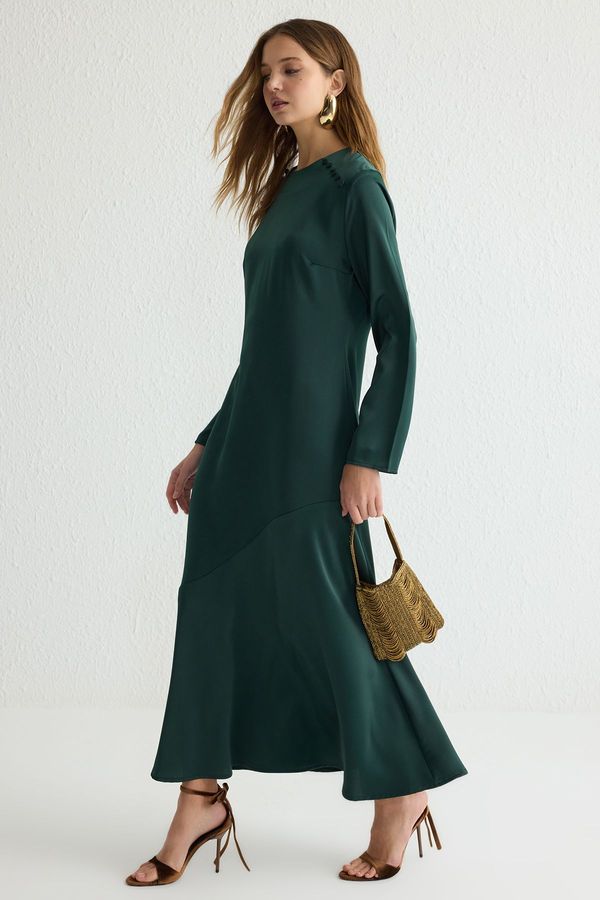 Trendyol Trendyol Khaki Satin Woven Evening Dress