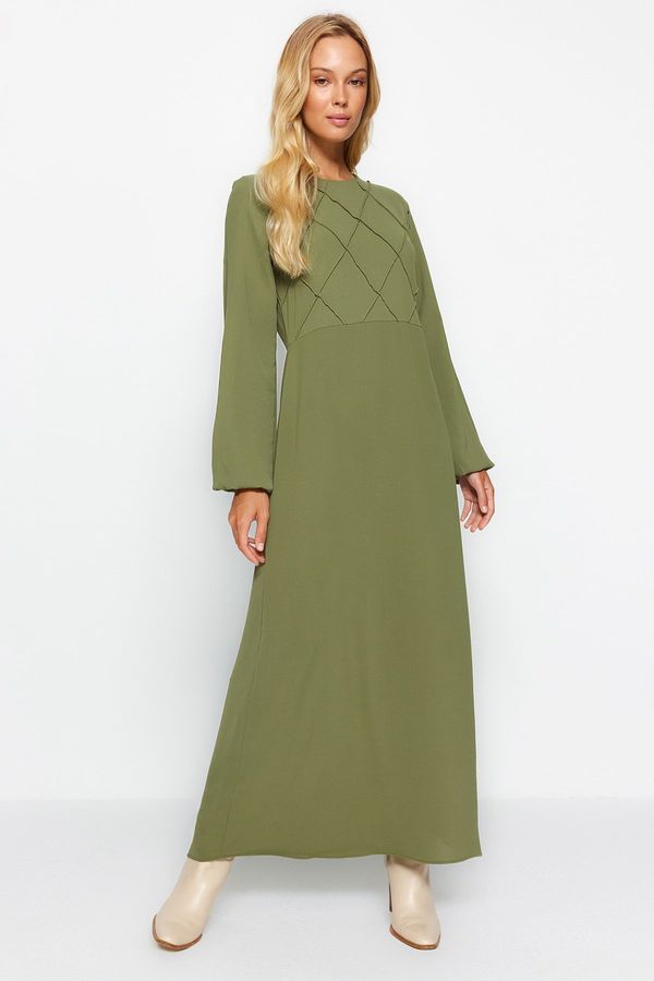 Trendyol Trendyol Khaki Stitching Detailed Aerobin Woven Maxi Dress