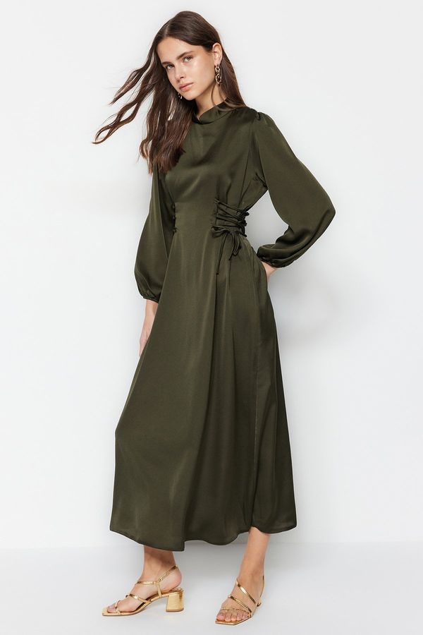 Trendyol Trendyol Khaki Waist Brit Satin Evening Dress