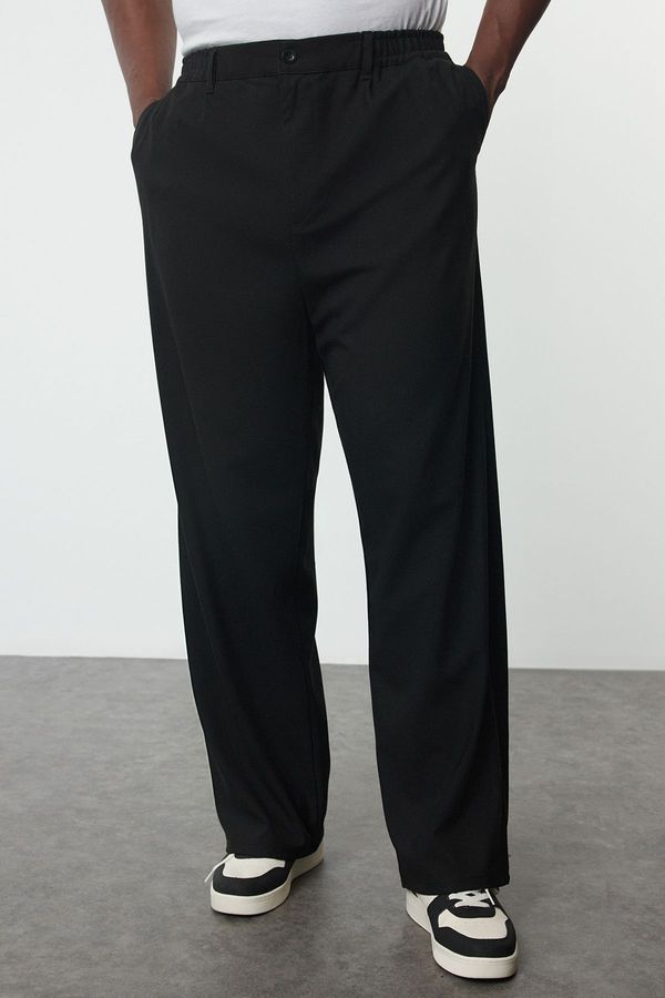 Trendyol Trendyol Large Size Black Wideleg Fabric Trousers