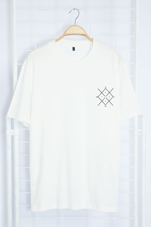 Trendyol Trendyol Large Size Ecru Regular/Normal Cut Comfortable Printed 100% Cotton T-Shirt
