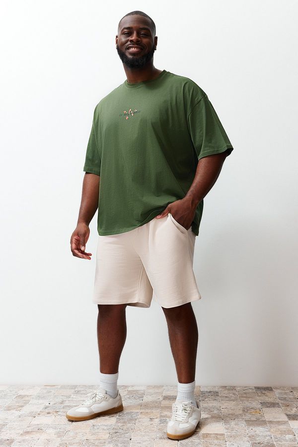Trendyol Trendyol Large Size Stone Regular Cut Comfortable 100% Cotton Basic Shorts