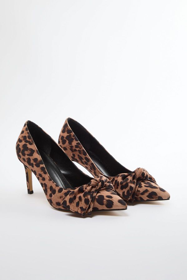 Trendyol Trendyol Leopard Bow Brown Women's Classic Stiletto Thin Heel Shoes