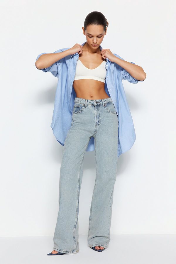 Trendyol Trendyol Light Blue High Waist Wide Leg Jeans