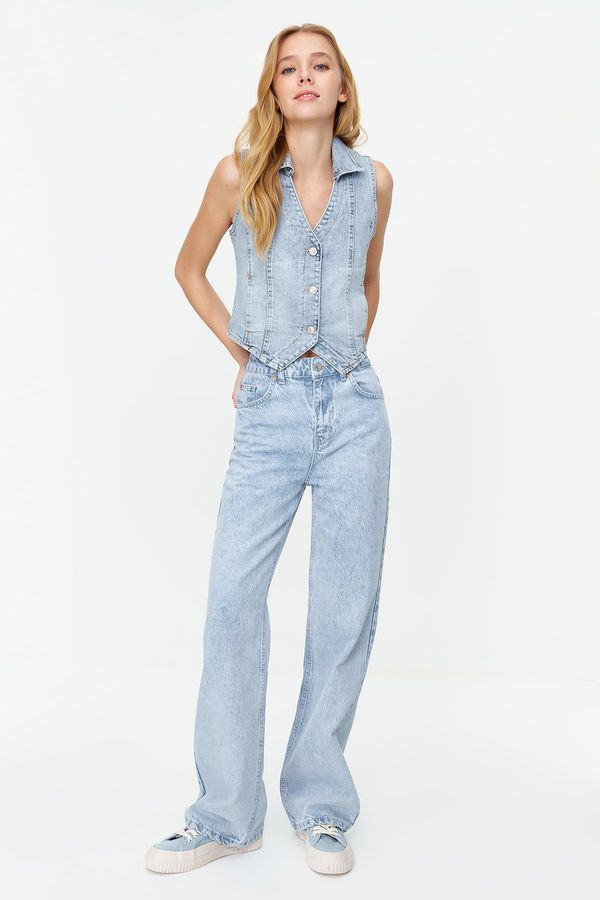 Trendyol Trendyol Light Blue More Sustainable High Waist Wide Leg Jeans