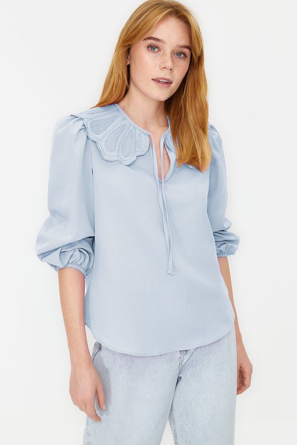 Trendyol Trendyol Light Blue Woven Baby Collar Blouse