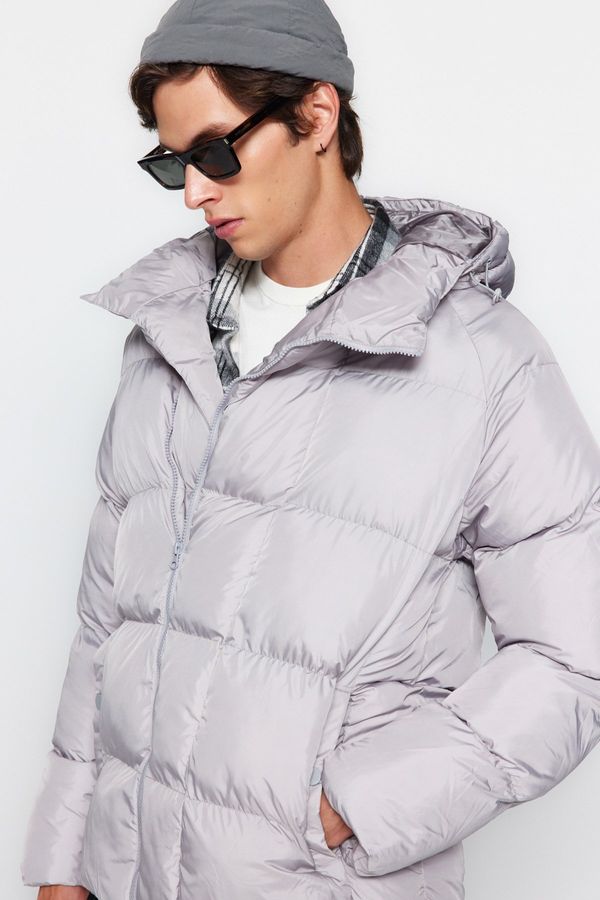 Trendyol Trendyol Light Gray Oversize Wind Resistant Winter Jacket