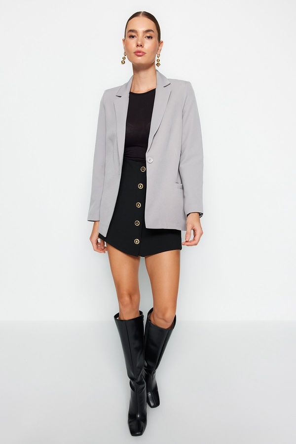 Trendyol Trendyol Light Gray Regular Lined Woven Blazer Jacket