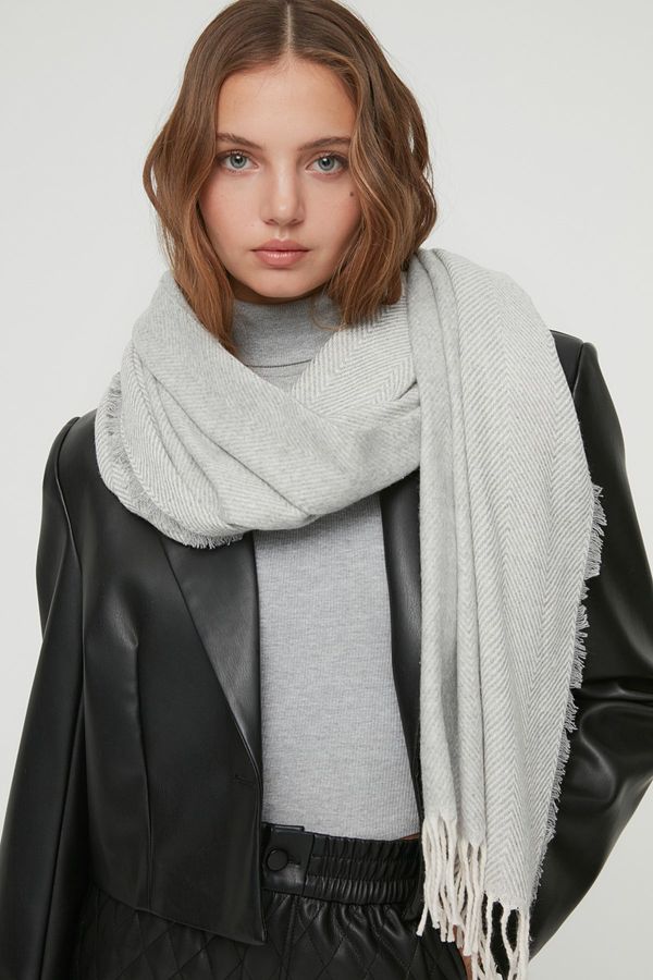 Trendyol Trendyol Light Gray Soft Textured Women's Scarf