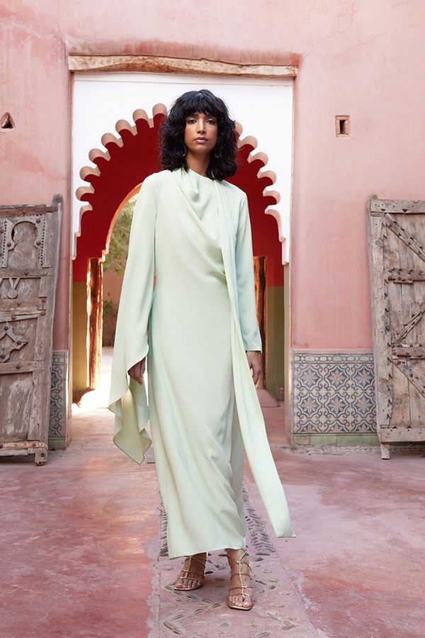 Trendyol Trendyol Light Green Shawl Detailed Evening Dress