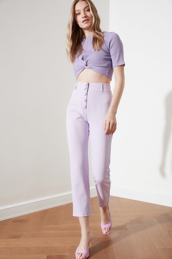 Trendyol Trendyol Lilac Button Detailed Cigarette Woven Trousers